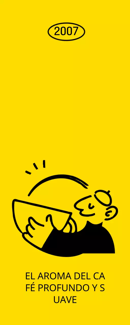 Promocione una cafetería de moda con una ilustración amarilla y negra de una persona bebiendo café.