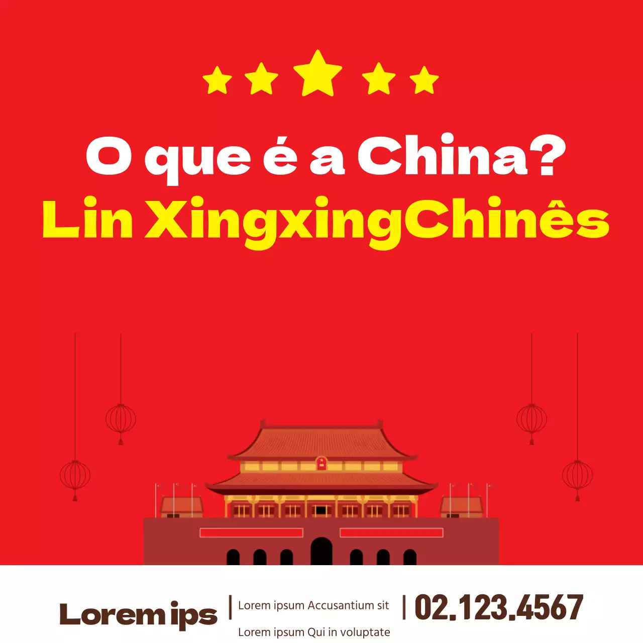 Escola de língua chinesa_pôster quadrado
