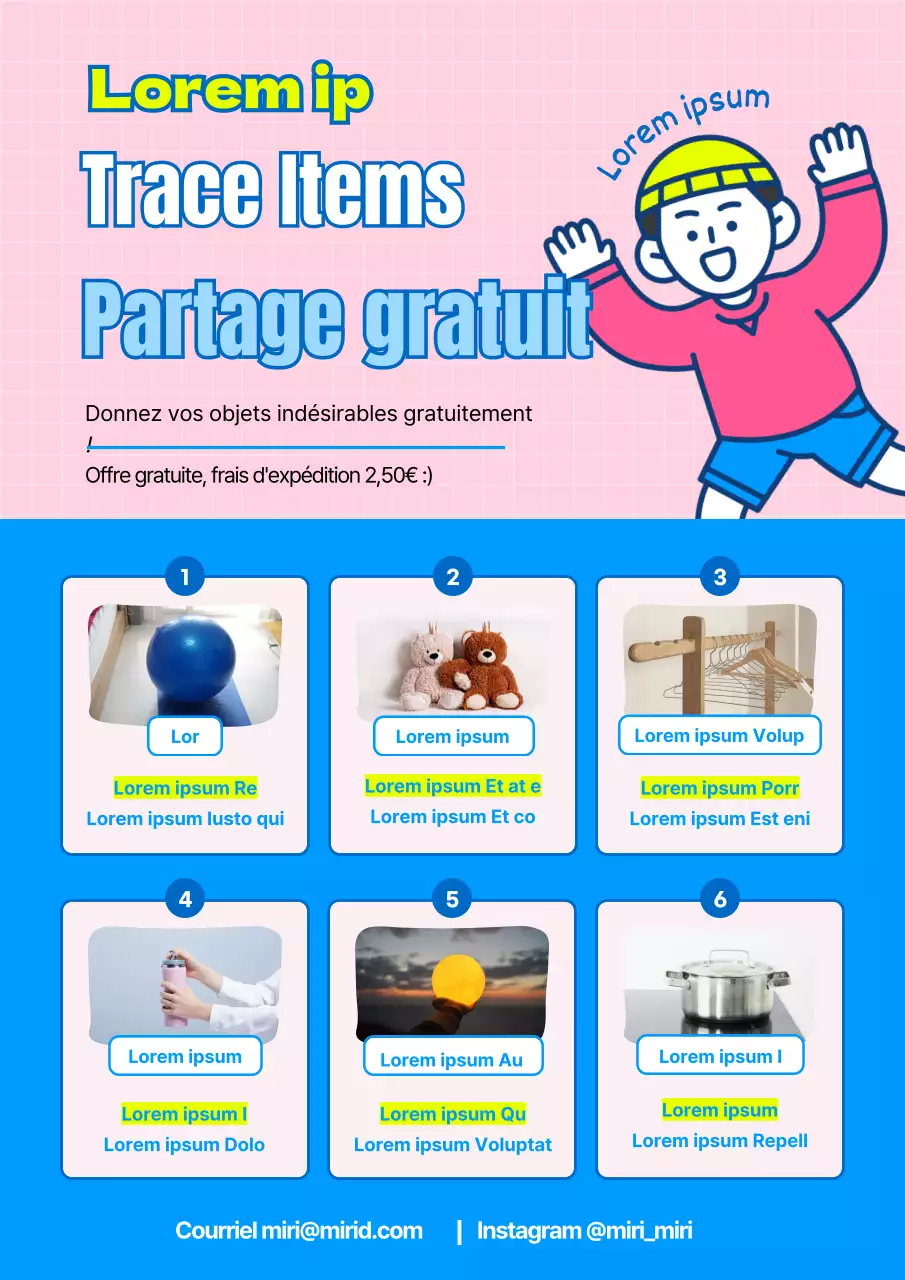 Donnez gratuitement des objets mignons roses et bleus non désirés