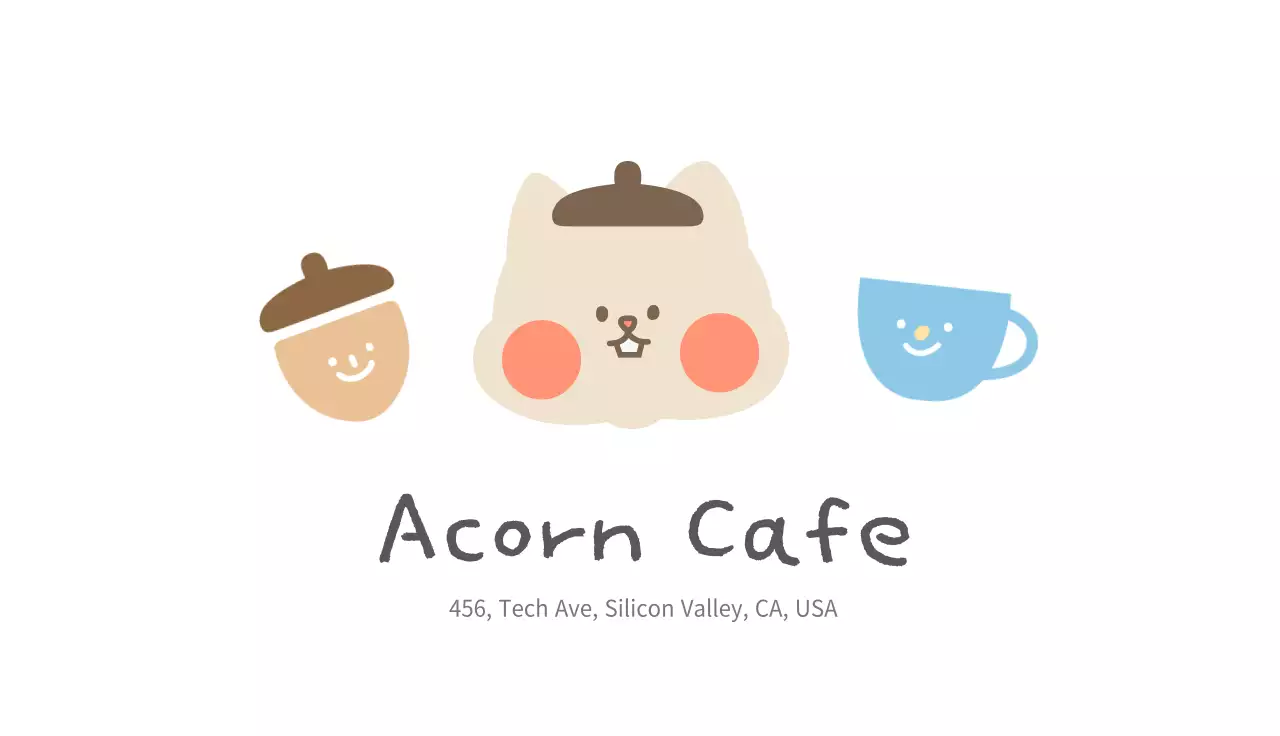 Kartu nama bergambar putih yang lucu dan bergambar untuk sebuah kafe