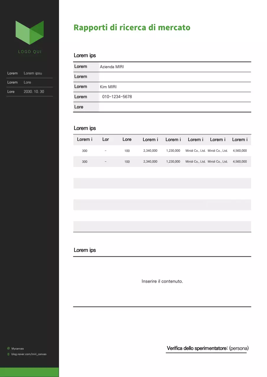 Modello di rapporto di ricerca di mercato verde e burocratico