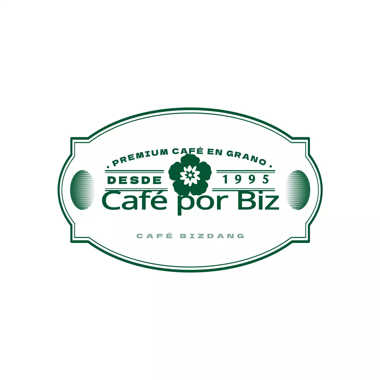 Emotivo y sencillo logotipo de cafetería en verde oscuro y blanco