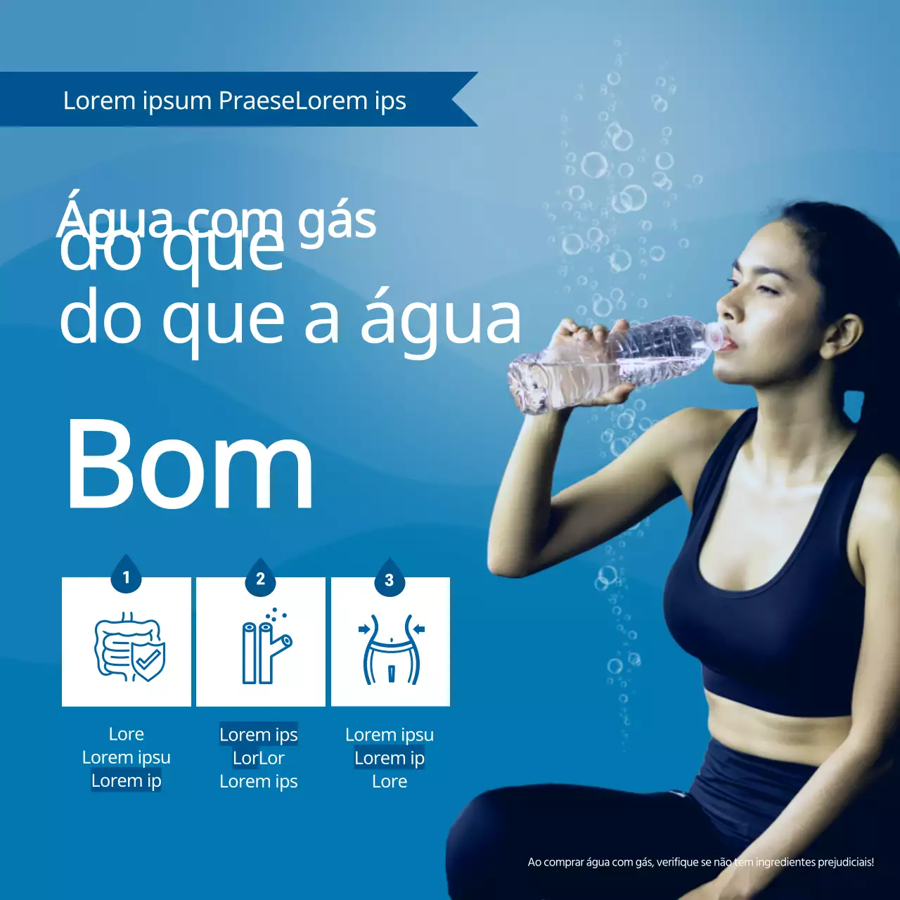 Promover a água com gás azul, com temática subaquática