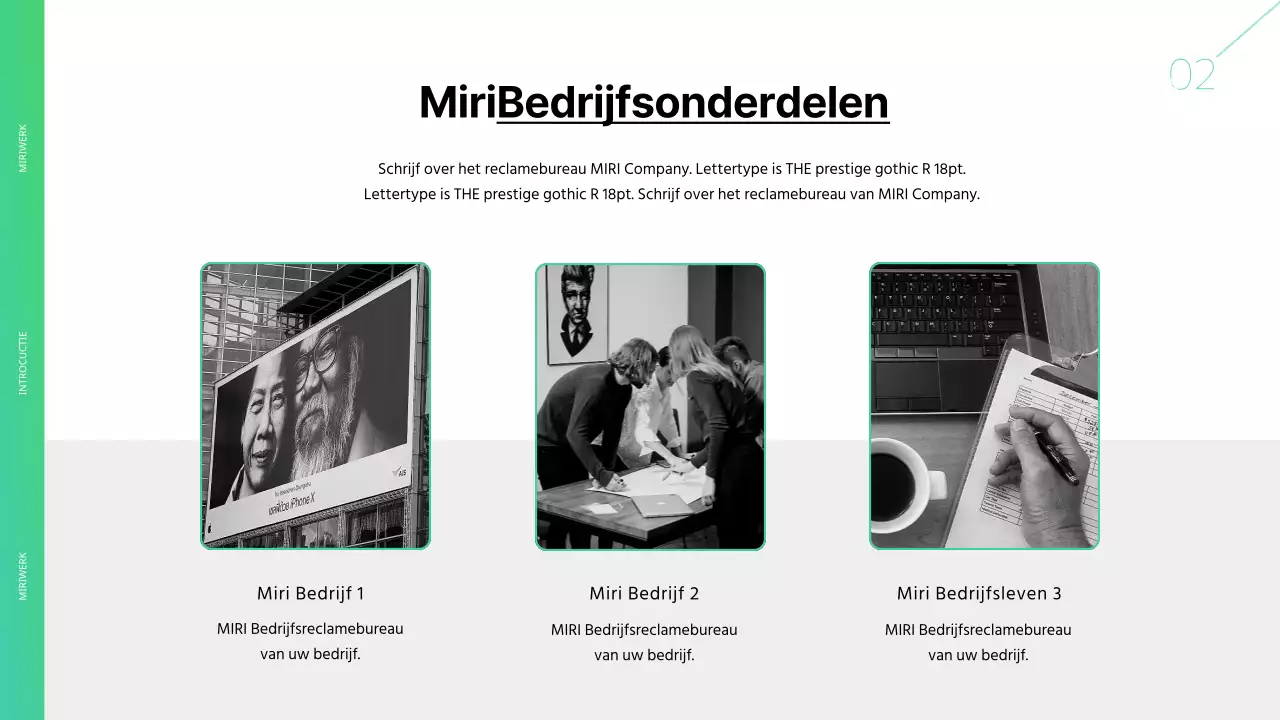 Groen en wit reclamebureau briefhoofd