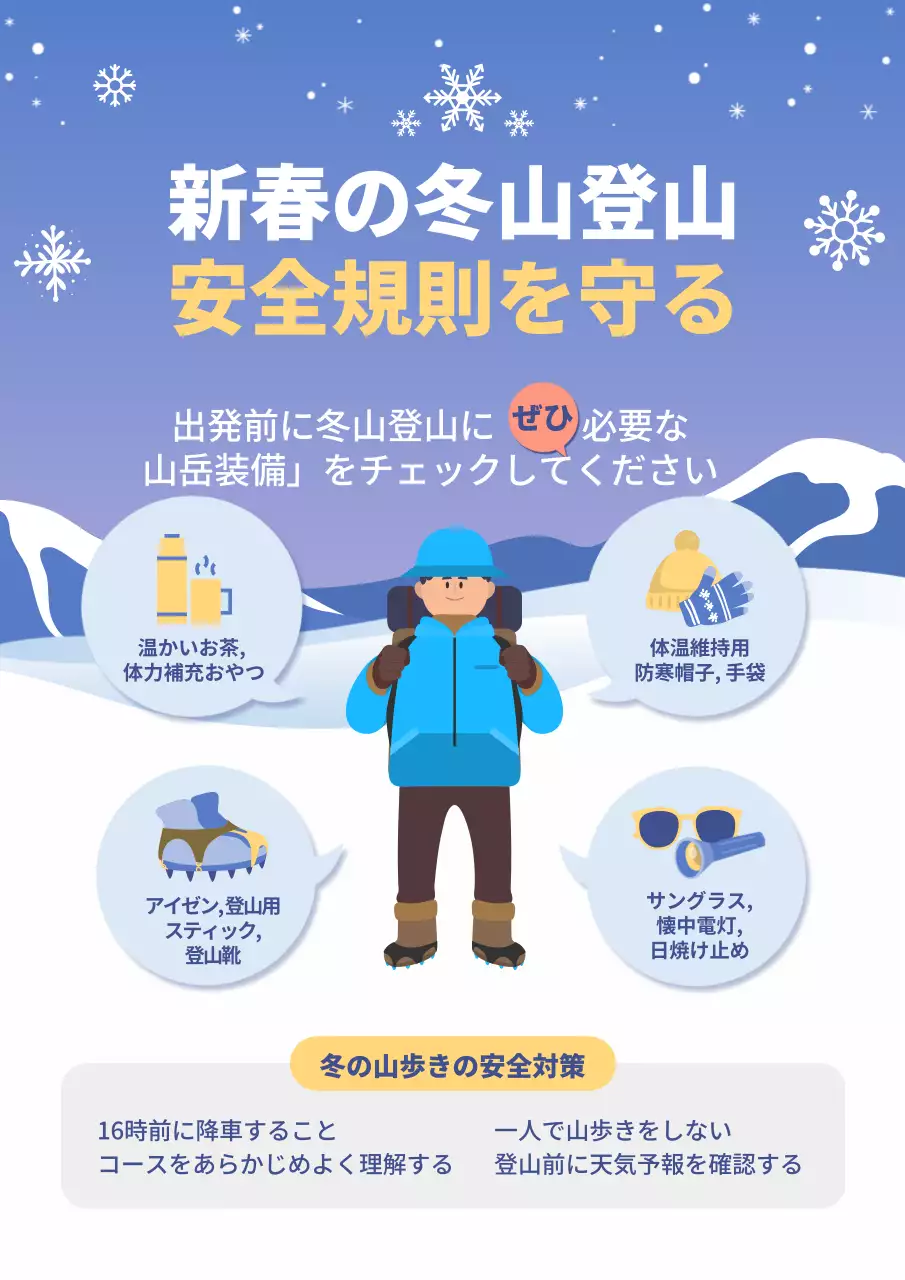 青 シンプル 登山 ポスター