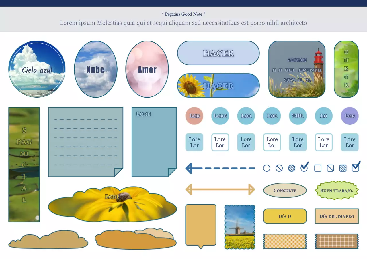 Pegatinas para agendas GoodNotes con un concepto de fotografía emocional