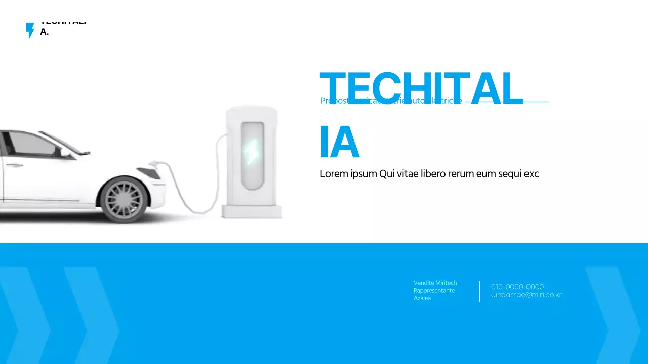 Proposta di fornitura di caricabatterie per auto elettriche in azzurro e menta