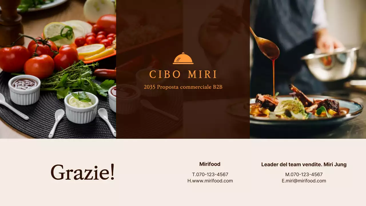 Proposta B2B per un nuovo prodotto alimentare in marrone e arancione