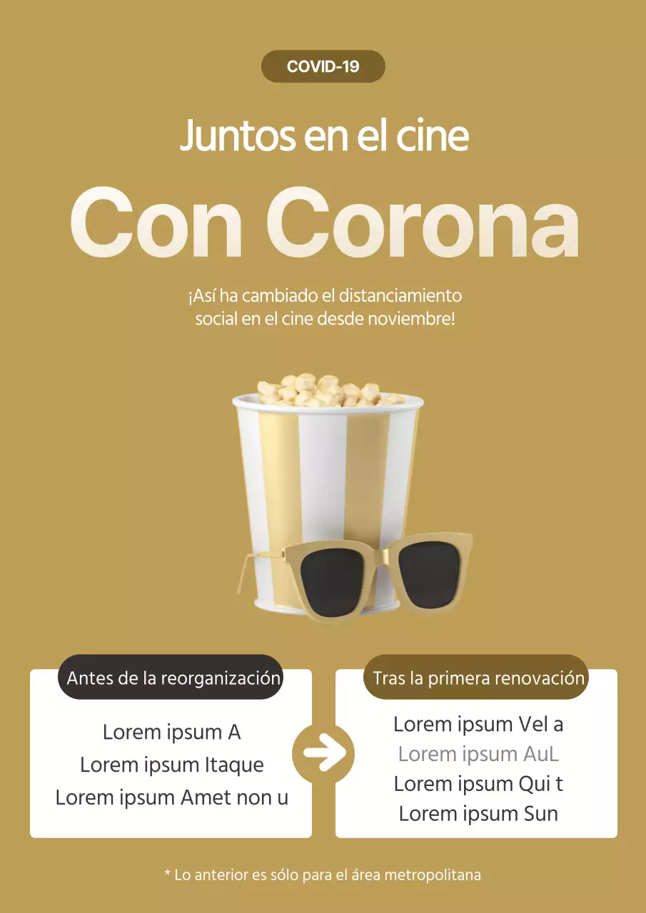 Un aviso de cambio de precio de cine limpio y de color ocre