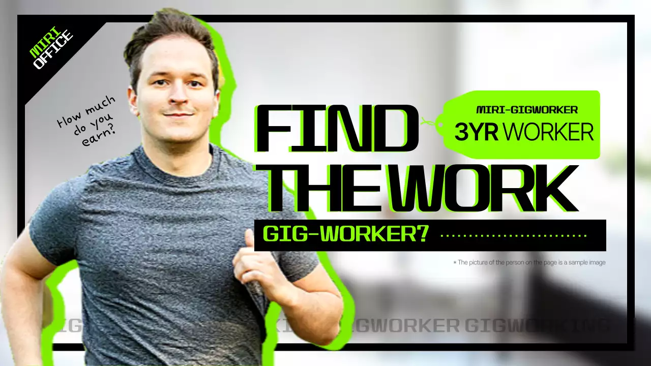 Wawancara dengan seorang pekerja manggung dalam warna magenta dan hitam