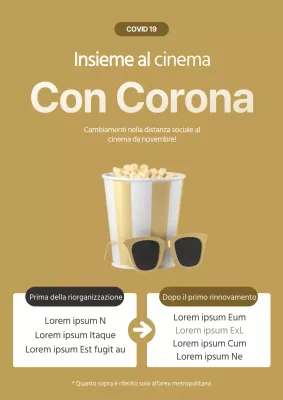Un avviso di modifica del prezzo del cinema pulito e color ocra