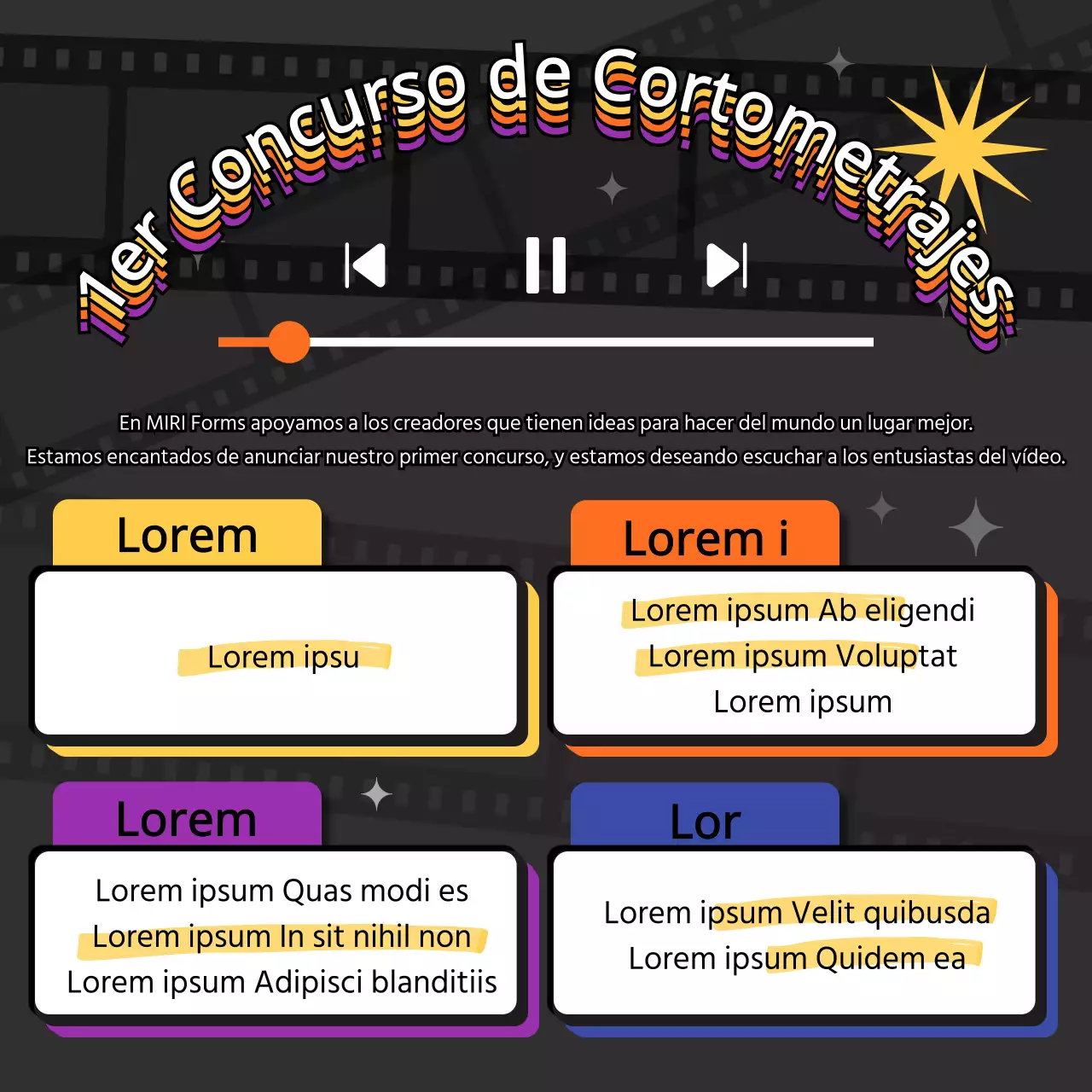 Anuncio de concurso de estilo web retro sobre fondo negro