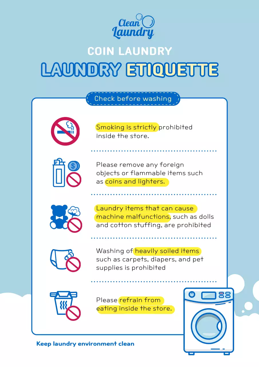 Blue Clean Laundry Guideline Poster