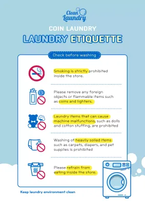 Blue Clean Laundry Guideline Poster
