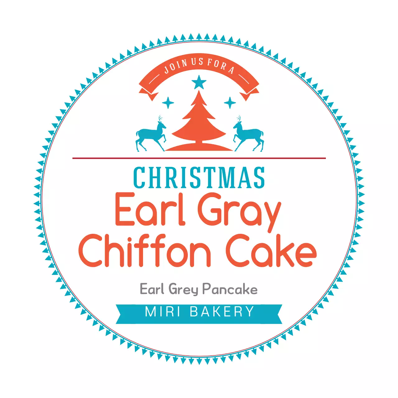 Sky Orange Illustration Christmas Bakery Label