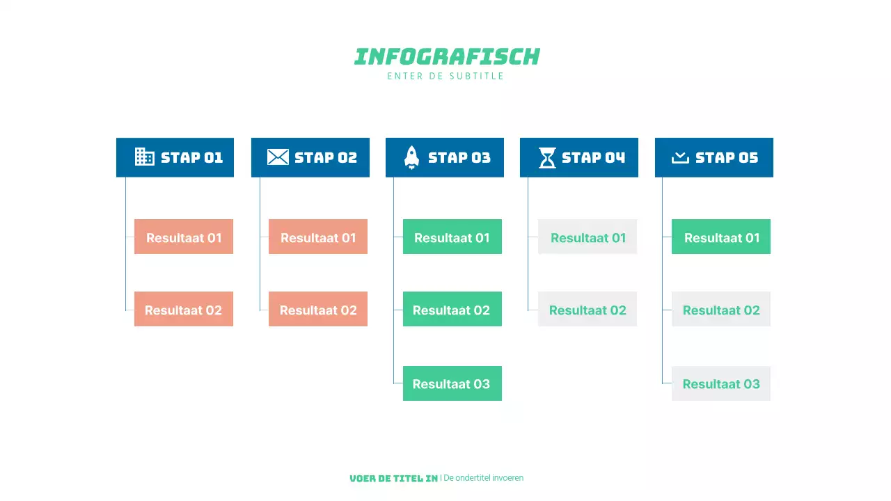 Een strakke tijdlijn in oranje en blauw