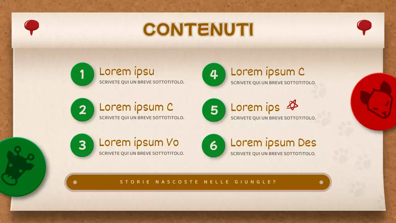 Lavagna per appunti marrone e verde Concept Jungle Story