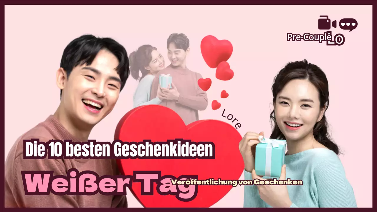 Die rosa Geschenkenthüllung zum Weißen Tag