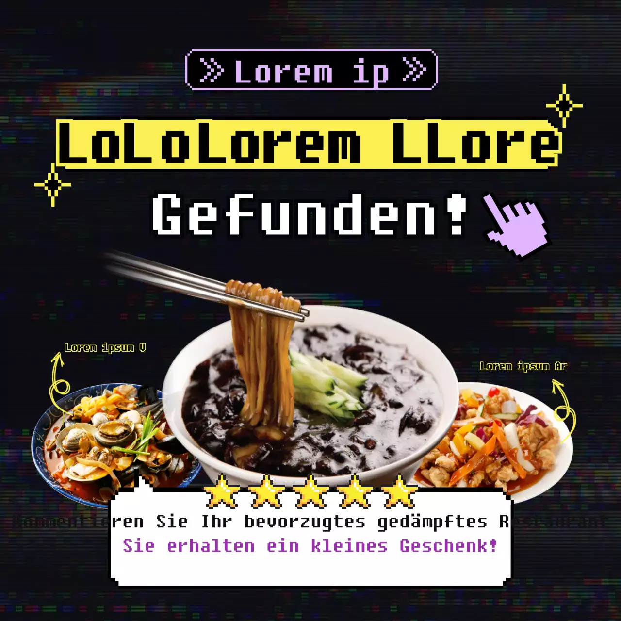 Ein schwarzes Cyber-Neon-Thema auf Instagram für Black Day jjajangmyeon Restaurants