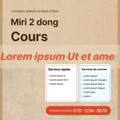 Matériel promotionnel pour les services de courses dans une boîte en papier texturé.