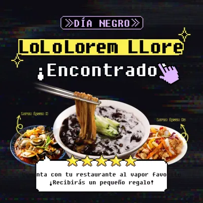 Un Instagram negro con temática ciberneón para los restaurantes del Día Negro jjajangmyeon