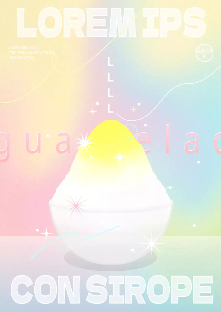 Promocione el nuevo bingsu de temporada de su cafetería con los colores del arco iris