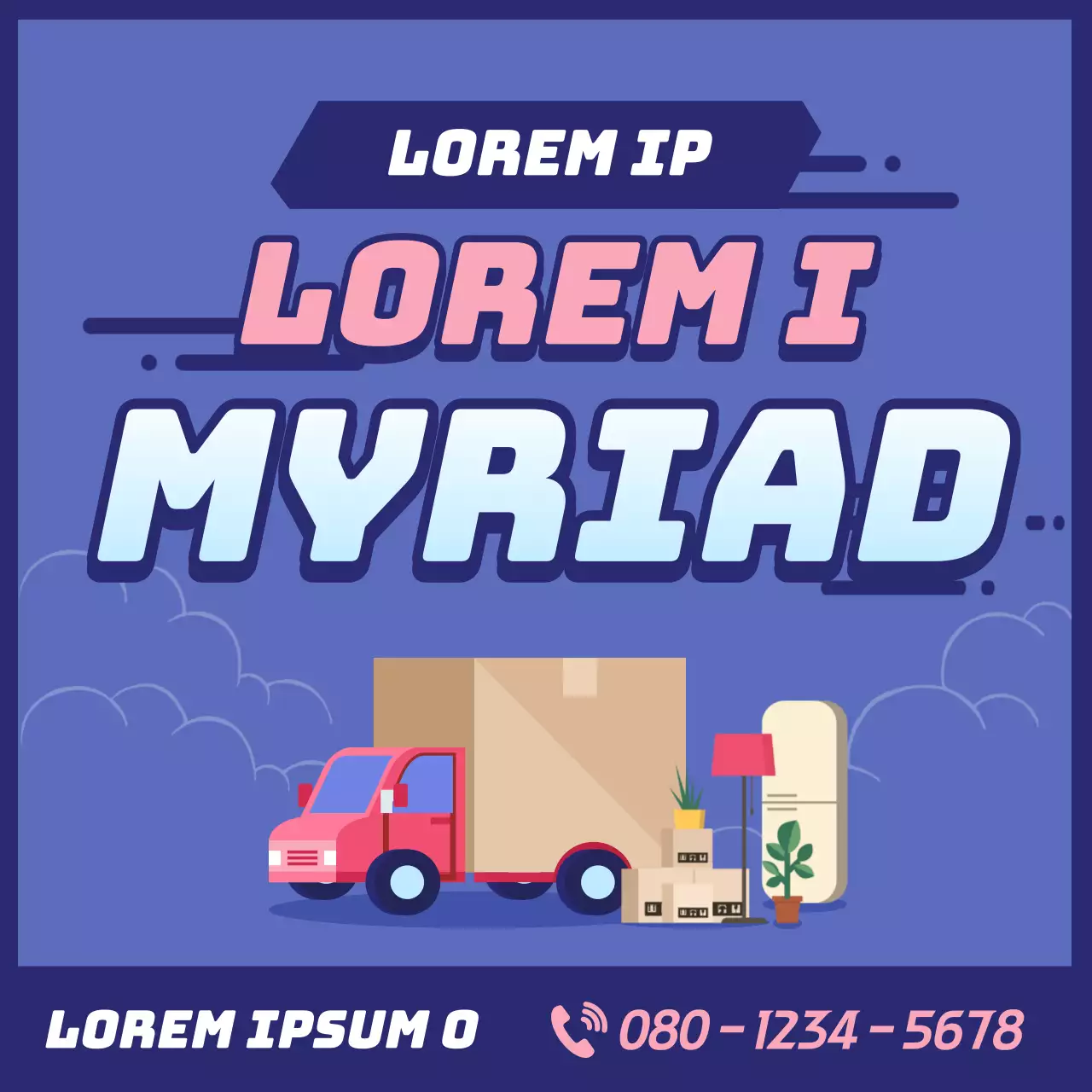 Paarse illustratie ter promotie van verhuisbedrijf Yongdal