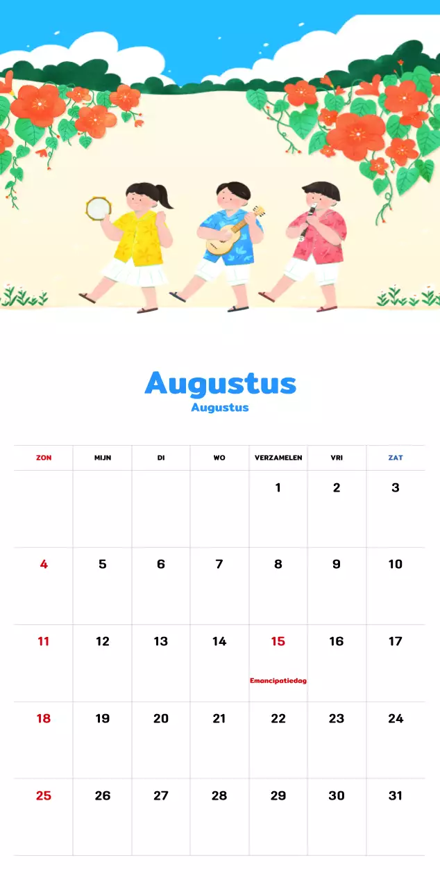 Een warme, geïllustreerde nieuwjaarskalender