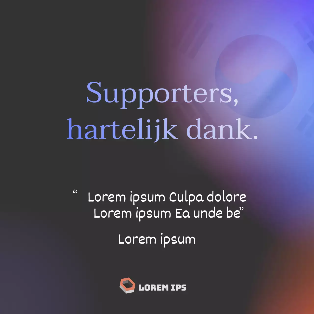 Zwart kleurverloop bedankbericht voor lokale verkiezingen op sociale media