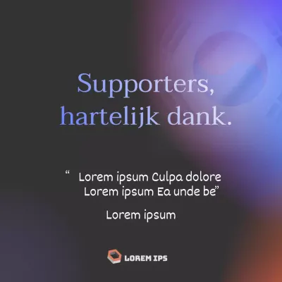 Zwart kleurverloop bedankbericht voor lokale verkiezingen op sociale media