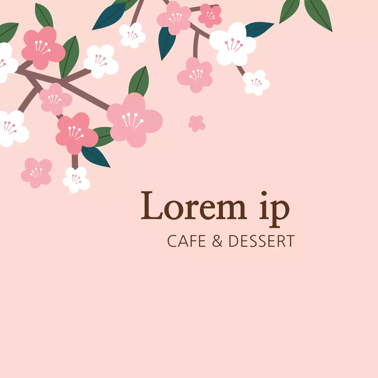 Nhãn quảng cáo quán cà phê gọn gàng màu hồng minh họa