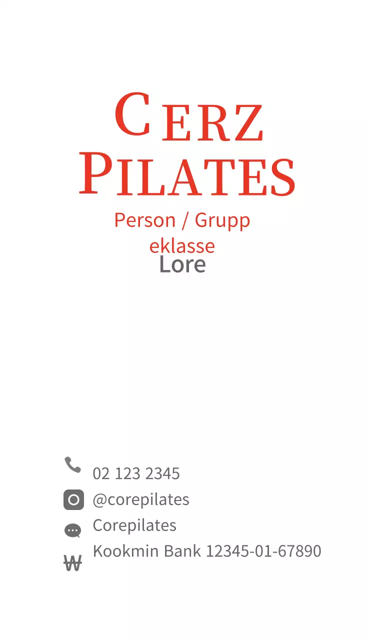 Rote illustrierte Pilates-Visitenkarte