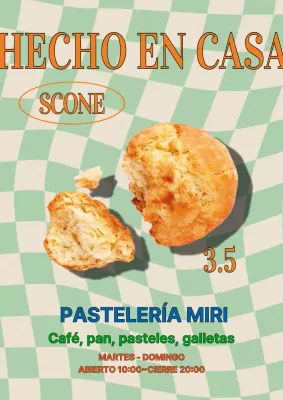 Cartel de un café menta y naranja