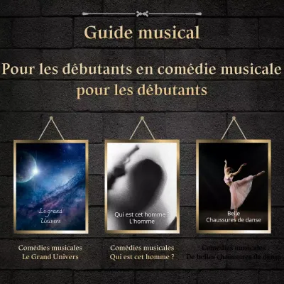 Guide d'initiation à la comédie musicale sur fond de briques noires.