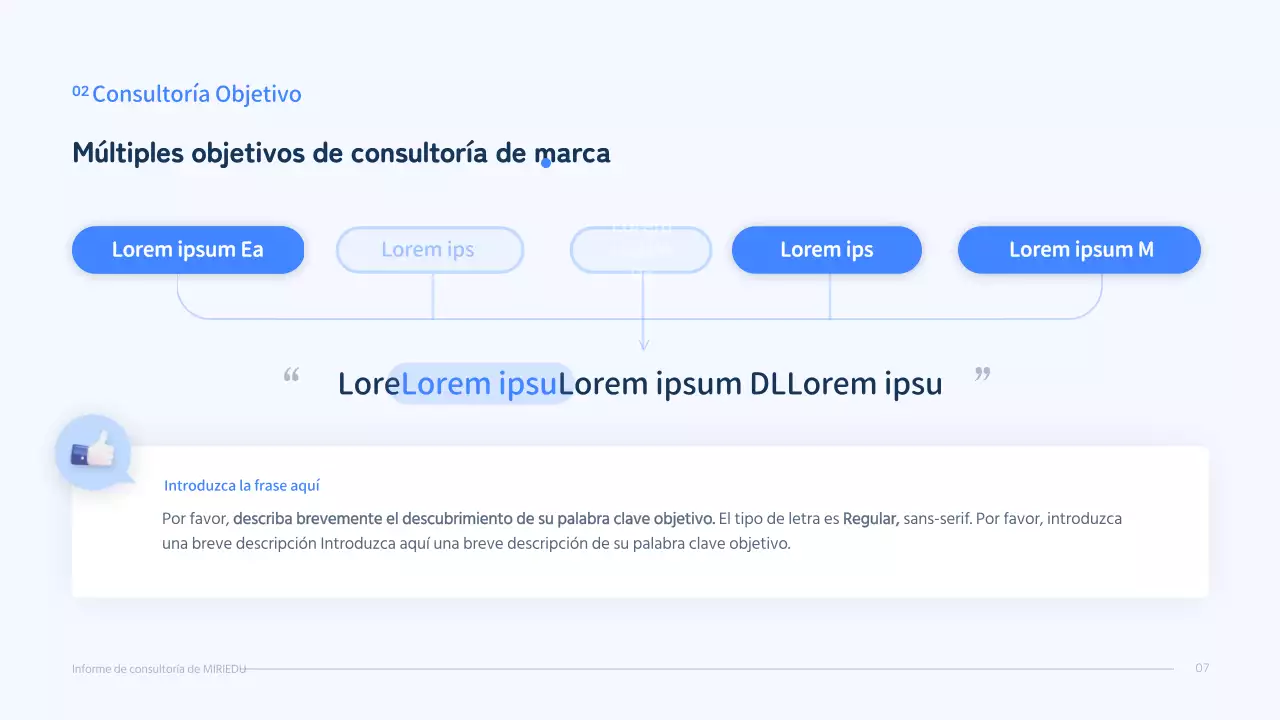 Un personaje tridimensional azul con un concepto limpio para un informe de consultoría.