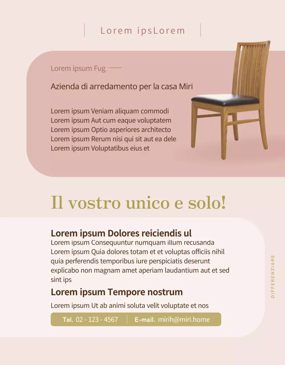 Promuovere una riparazione di mobili caldi e lussuosi in rosa pastello (pagina di dettaglio)
