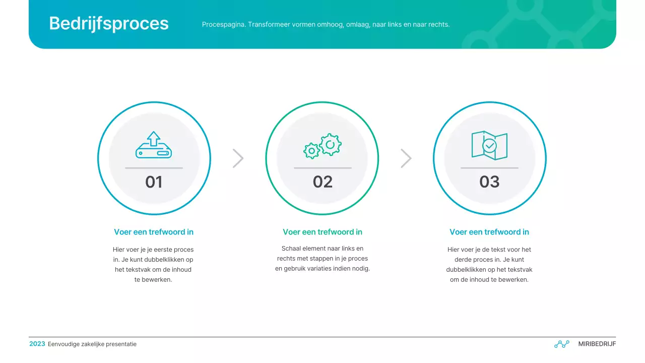 Eenvoudige zakelijke presentatie met kleurverloop in lichtblauw en groen