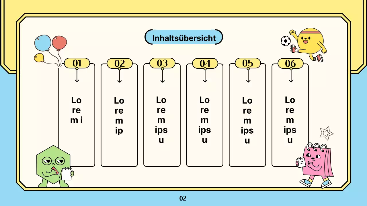 Ausstellungsvorschlag für Kinder mit bunten, einfachen und niedlichen Illustrationen