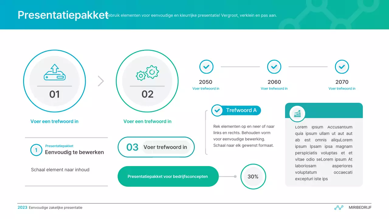 Eenvoudige zakelijke presentatie met kleurverloop in lichtblauw en groen