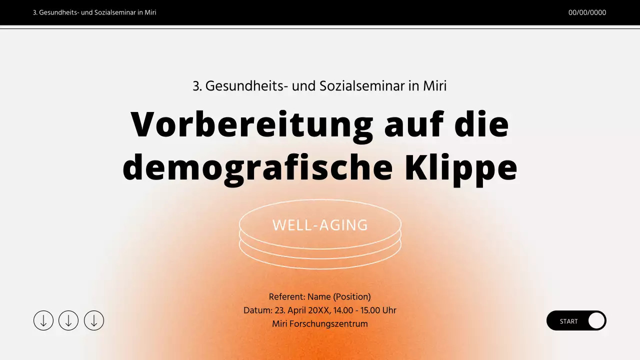 Seminarpräsentation mit orangefarbenem Farbverlauf