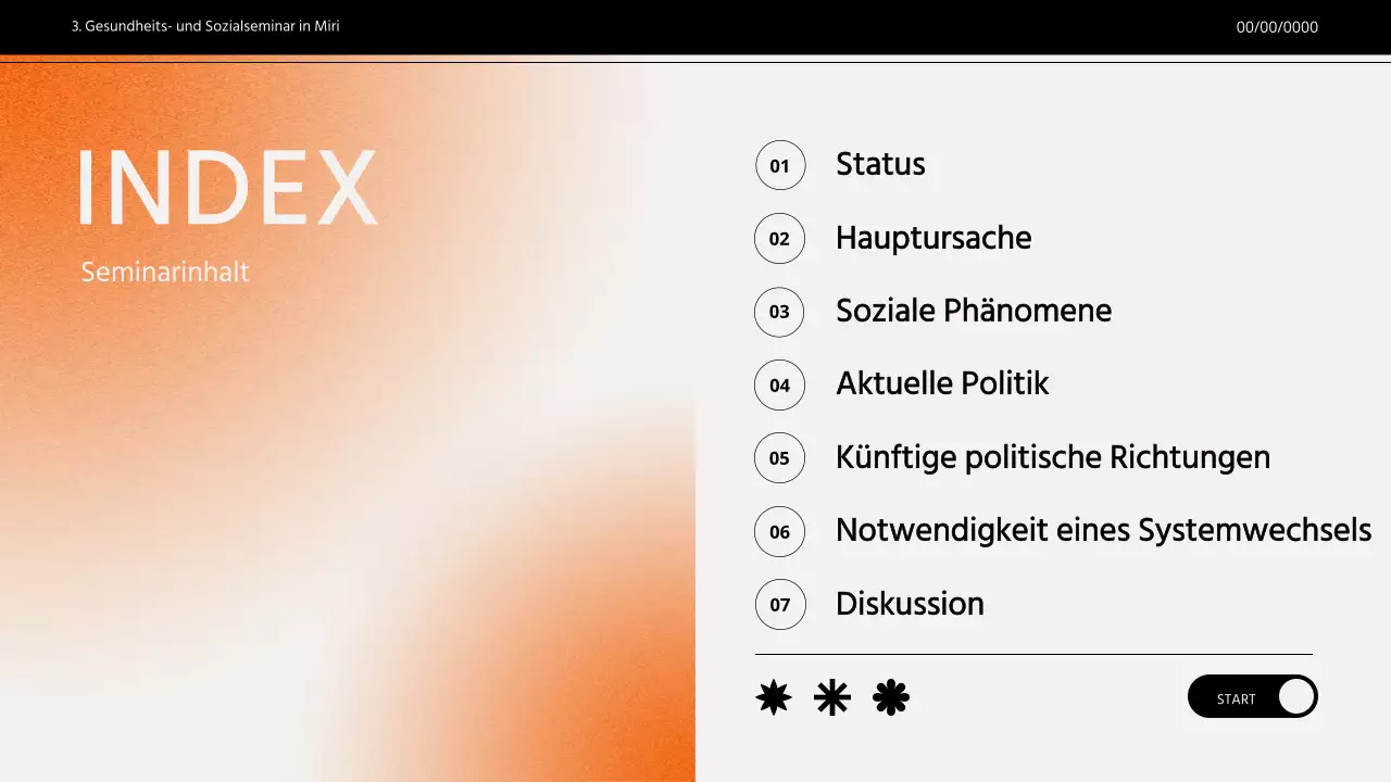 Seminarpräsentation mit orangefarbenem Farbverlauf