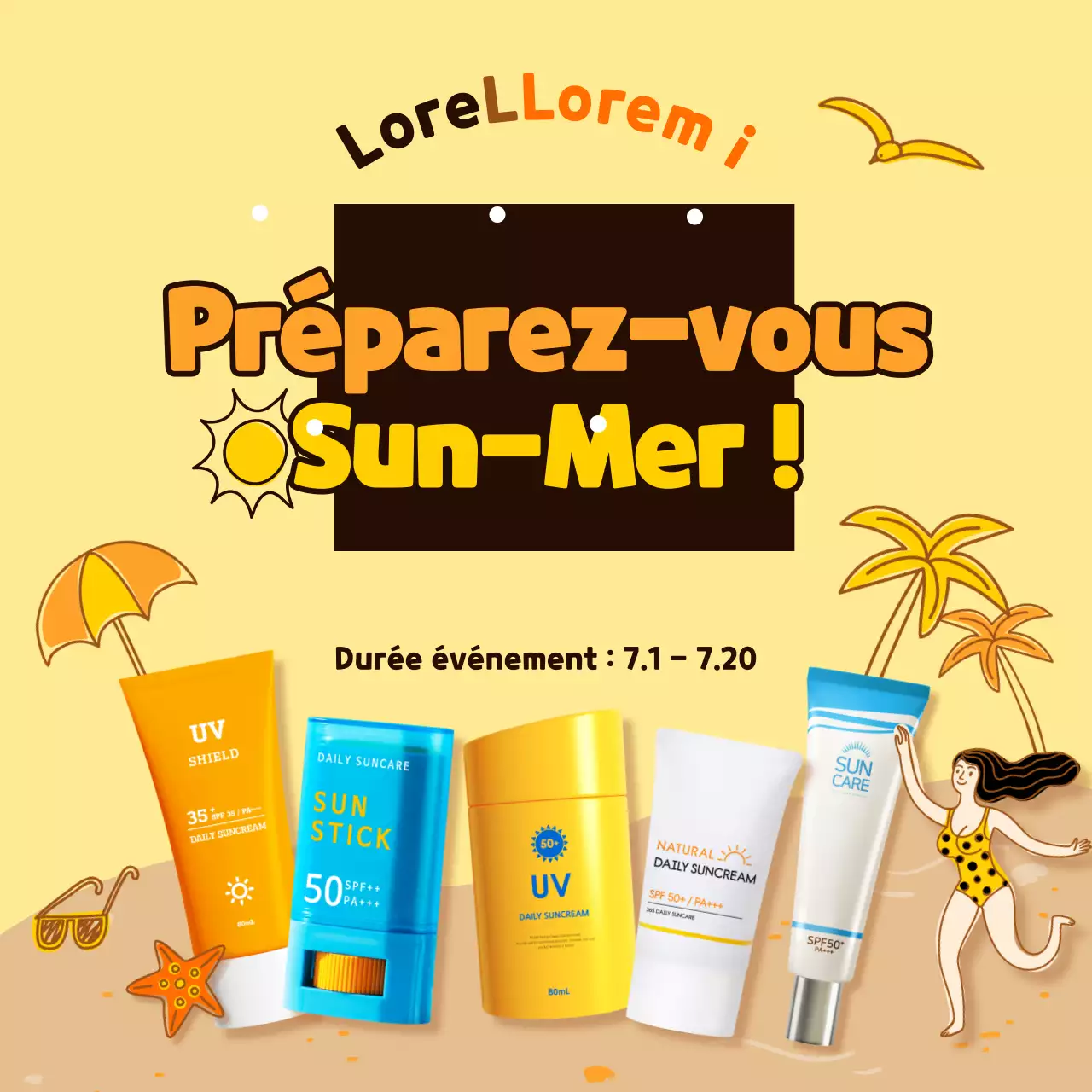 Yellow Illustrated Concept Sunscreen Summer Specials Social Media