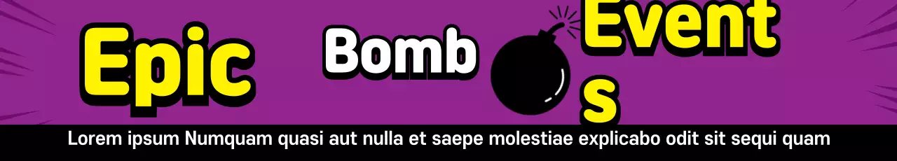 Banner de promoção de evento em negrito roxo