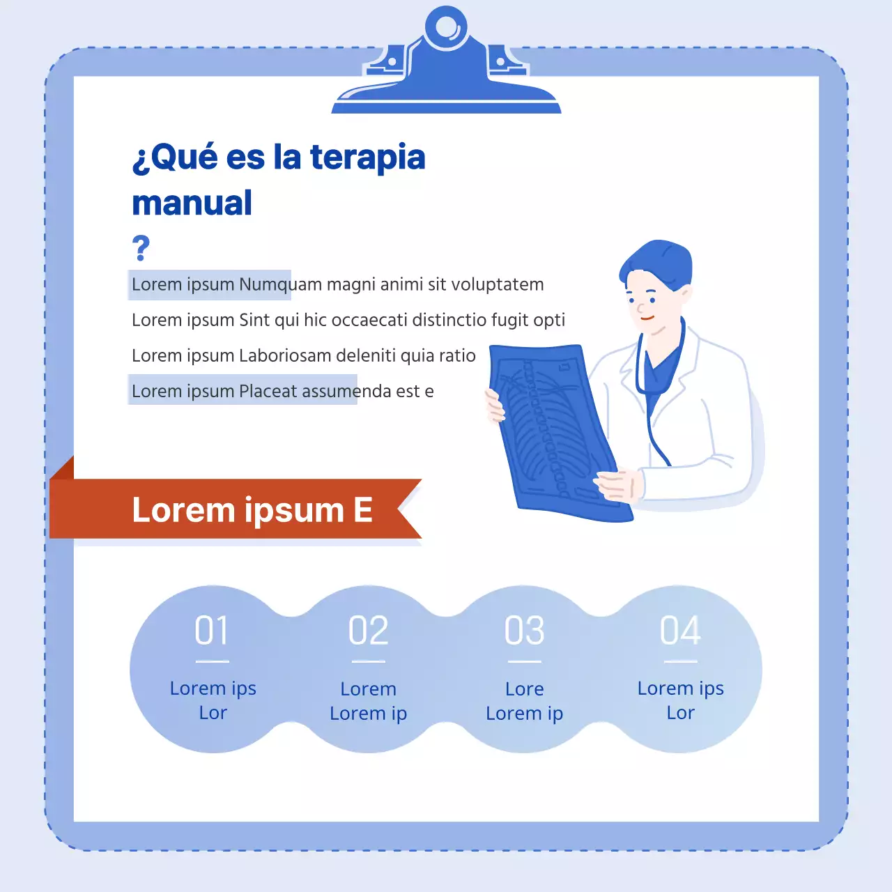 Esquema de color azul con ilustraciones limpias y un concepto infográfico.