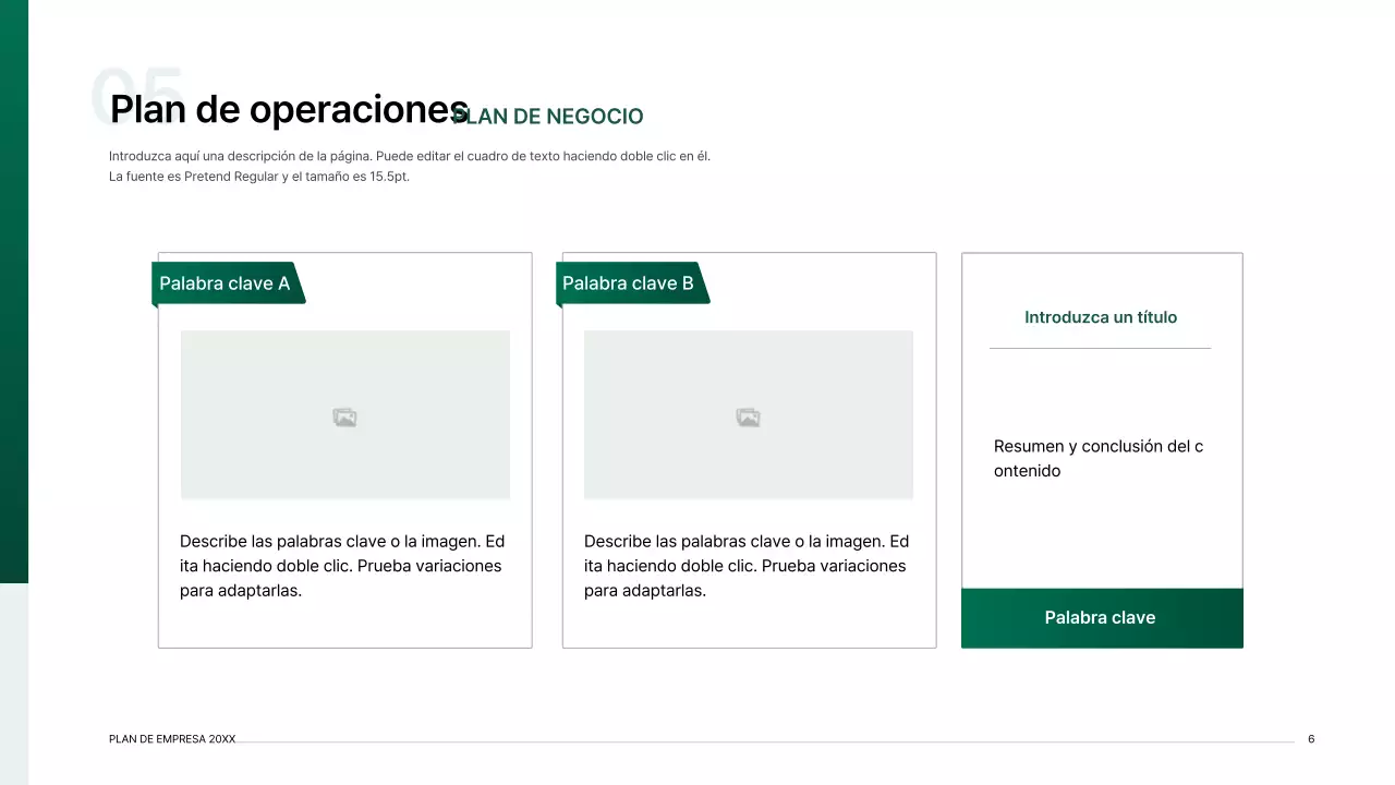 Kit de presentación de plan de negocio con un concepto de índice degradado en verde