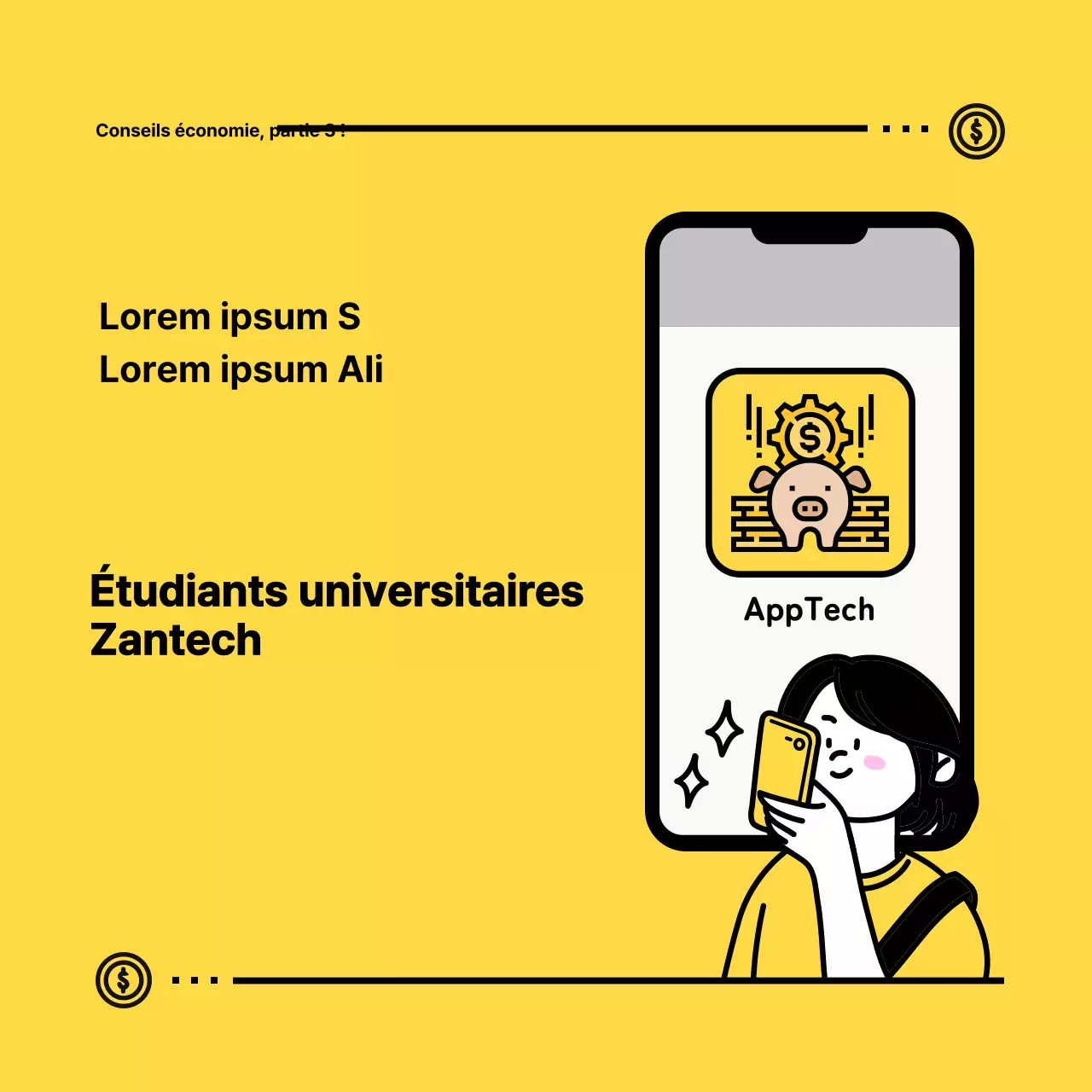 T-shirts d'étudiants avec de jolies illustrations jaunes