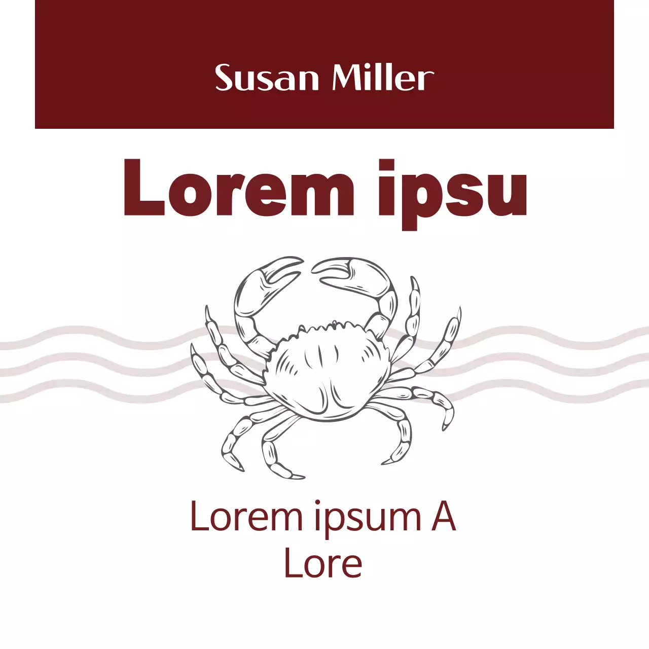 Neat stone crab food label with red illustration