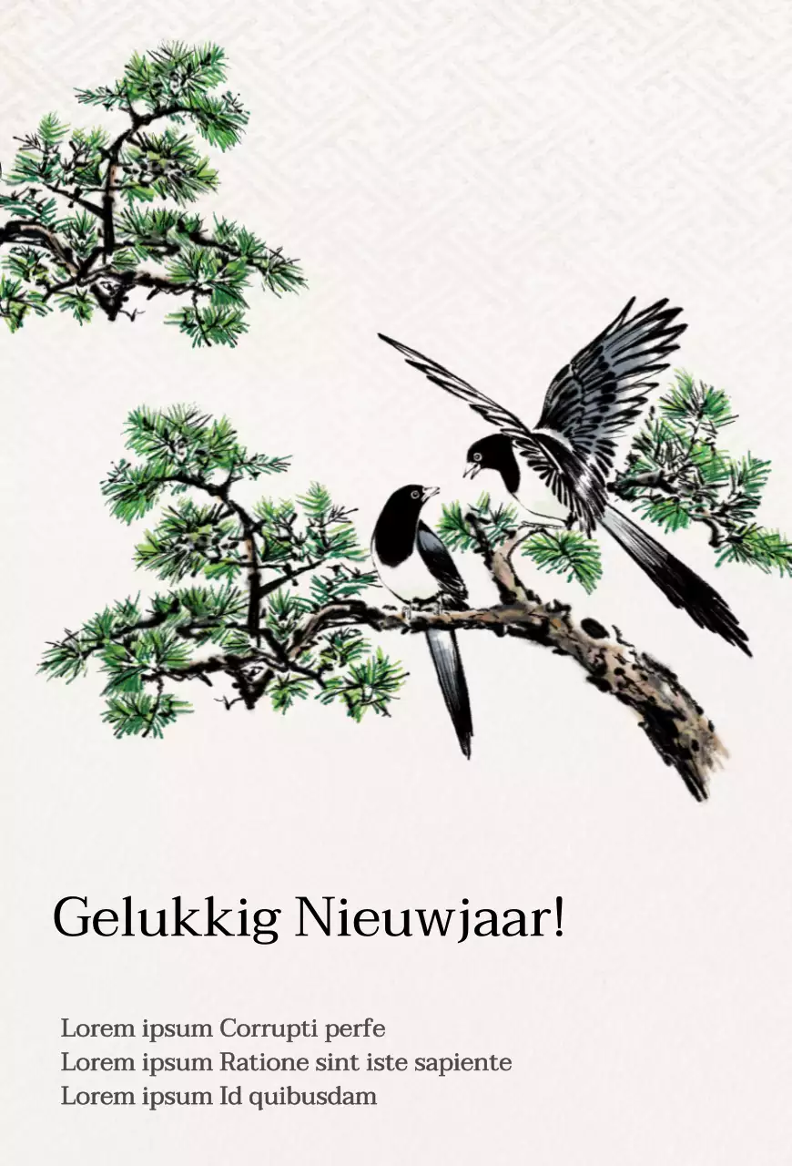 Traditionele Koreaanse concept wenskaart met inktschilderij in zwart en geel