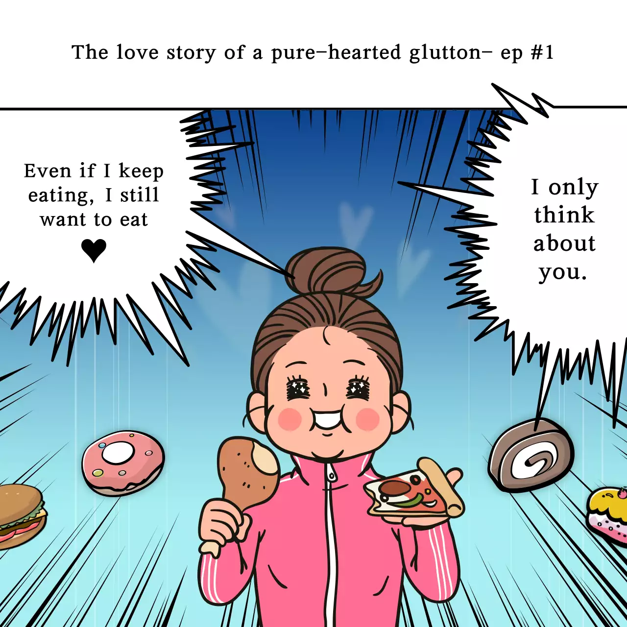 Pink Comic Food Storybook Social Media Post
