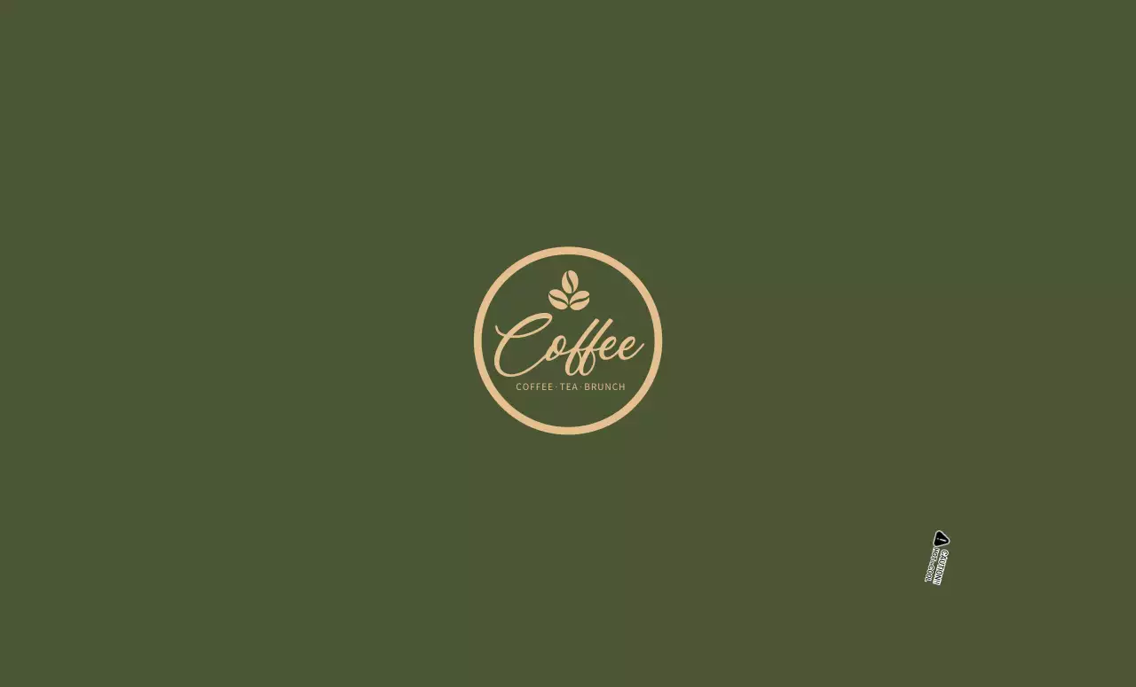 ゴールドとグリーンのカフェ紙コップのデザイン